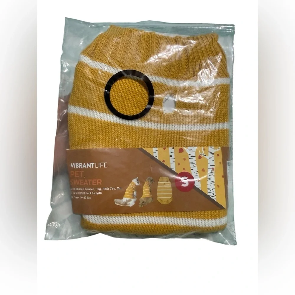 Vibrant Yellow and White Pet Sweater Size Small